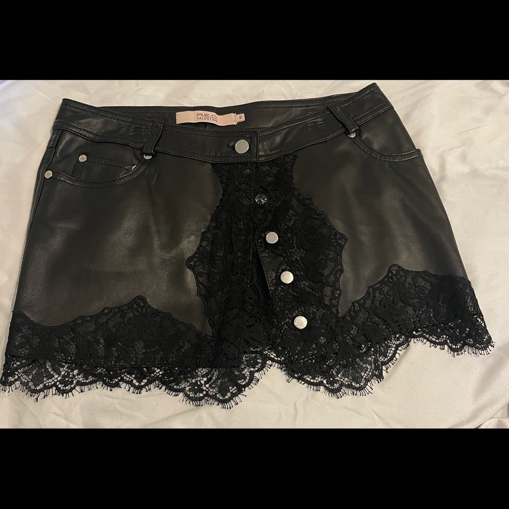 RED Valentino Leather Mini Skirt